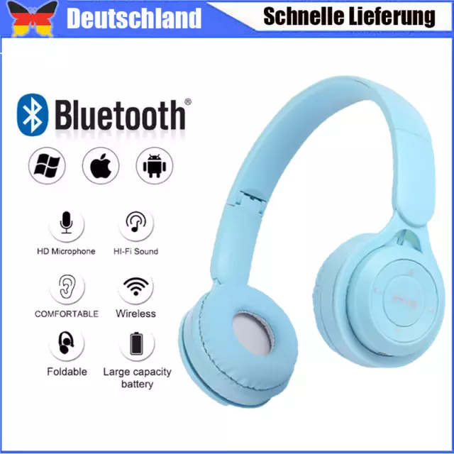 On Ear Kopfhörer 5.1 Kinder Bluetooth Kabellos Stereo Bass Kopfhorer Faltbare DE