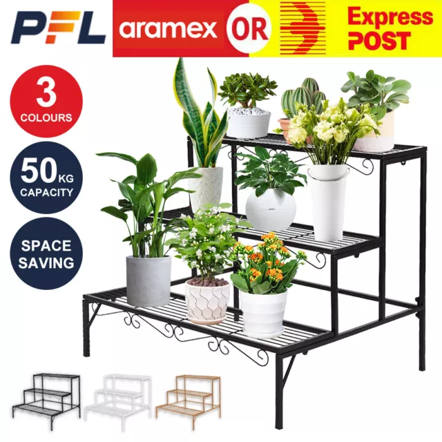 Corner Plant Stand 3 Tier Rectangle Flower Shelf Pot Planter Rack Outdoor Indoor