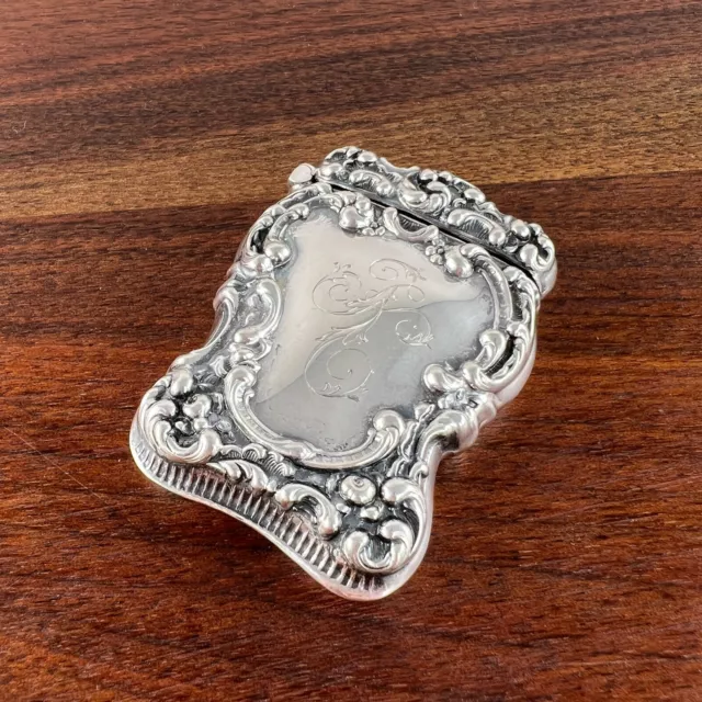 Unger Bros American Sterling Silver Match Safe Florals & Scrolls 1872-1919