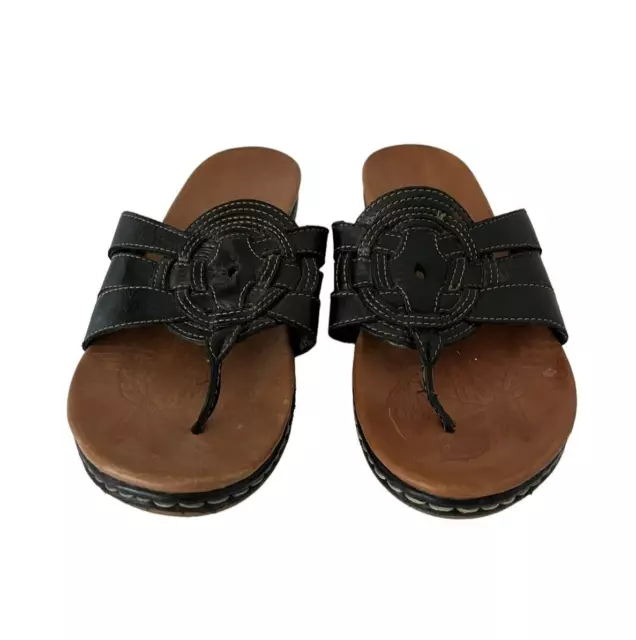 Born Black Leather Thong Sandal Casual Comfort Slip On Flip-Flop Women's Size 6