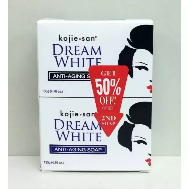 Genuino 2x135g Kojie San Dream Blanco Jabón Ácido Piel Aclaradora Blanqueamiento 2