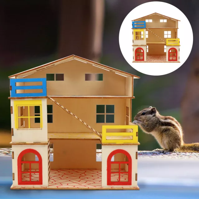 Holz Hamster Villa Käfig Tier Hideout Hütte Spielzeug für Kleintiere 18X13cm
