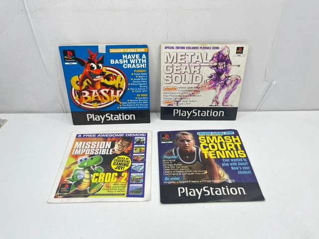 4x Sony Playstation 1 PS1 DEMO's - METAL GEAR SOLID / Crash Bash / Croc 2/Tennis