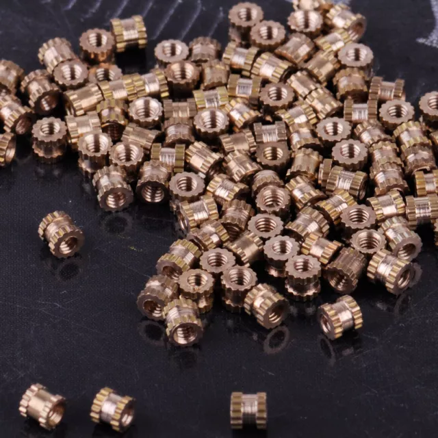 100PCS M2 x 3mm Solid Brass Cylinder Knurled Threaded Round Insert Embedded Nuts