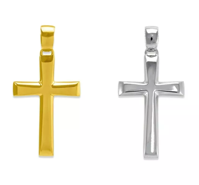 14K Solid Yellow White Gold Cross Necklace Pendant Men Women Religious Jewelry