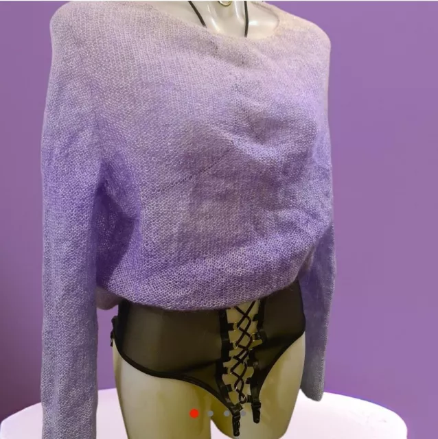 Lilac Ombre Knitted Top Handmade Long Sleeve Jumper XS-S Lavender Glitter Lilac Ombre Knitted Top Handmade Long Sleeve Jumper XS-S Lavender Glitter