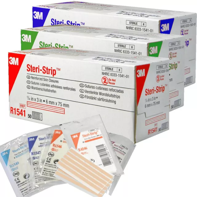 3M Steri-Strip Reinforced Skin Wound Closures Strips - All Sizes - Fast P&P