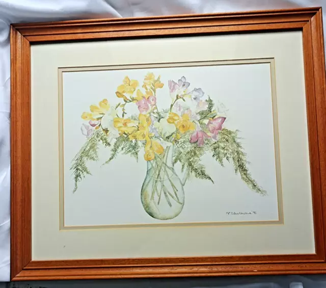 PENNY SILVERTHORNE Lovely still life watercolour flower print - size 56cm x 46cm