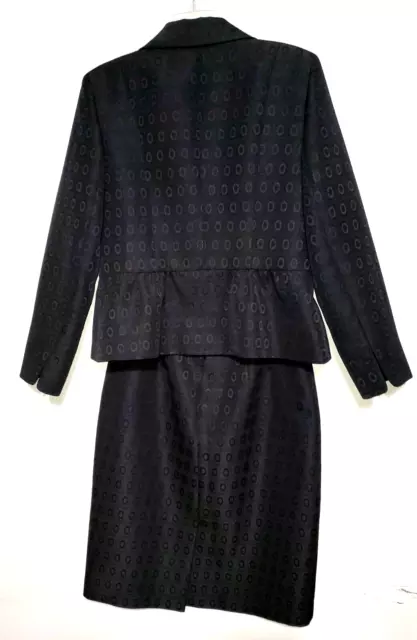 KASPER Womens Black Tonal Geo Jacquard Skirt Suit Size 10 3