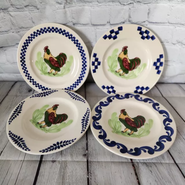 Williams Sonoma Rooster Plates Portugal Set of 4 Salad Sandwich Dinner