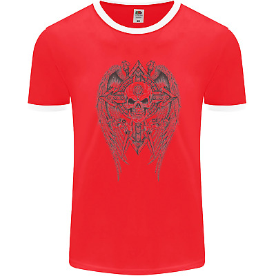 Skull Wings Viking Gothic Wings Gym Biker Mens Ringer T-Shirt FotL