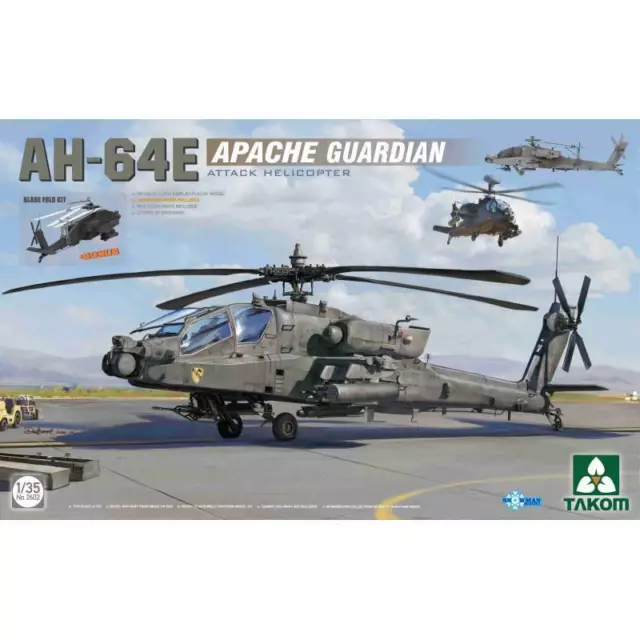 Maquette Hélicoptère Ah-64e Apache Guardian Attack Helicopter Takom 2602 1/35ème