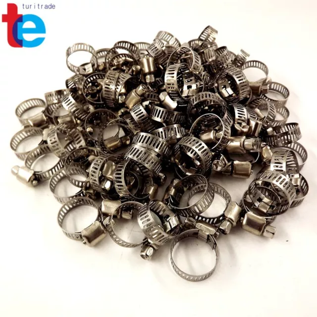 50 Pack Stainless Steel Adjustable Drive Hose Clamps Fuel Line Worm Clips 3/4"-1