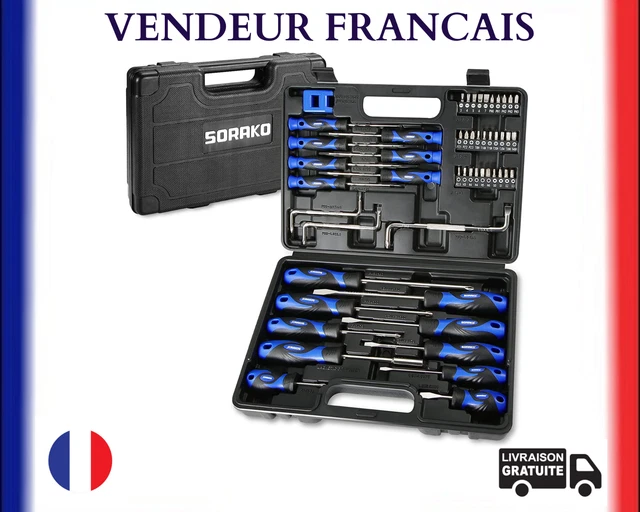Set De 51 Tournevis Magnétiques + 30 Embouts - Précision, Torx, Cruciforme, Plat - Neuf