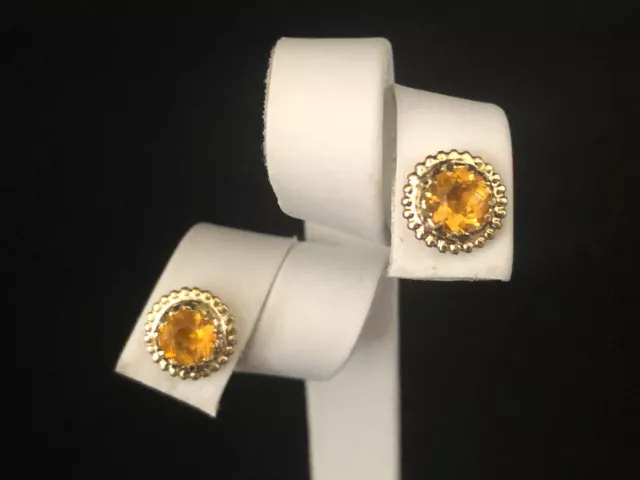 Lovely 14k Yellow Gold Topaz Small Post Earrings 2.2 grams