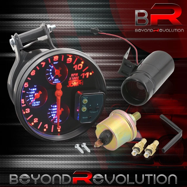 For Talon GTO Black 5" Tachometer Shift Light 4 In 1 Oil Press/Temp Water Meter