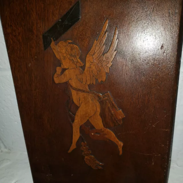 Antique 1800s French Baby Angel Hand Carved Wooden Plaque 3