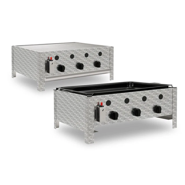 BBQ-Toro Gastrobräter 3 flammig Edelstahl Gasgrill mit Grillrost oder Pfanne