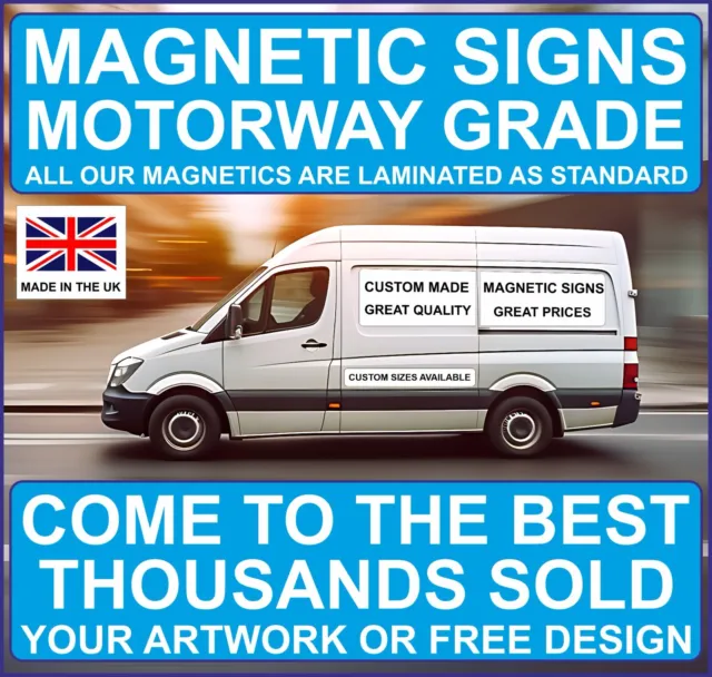 2 Magnetic Vehicle Car Van Lorry Signs FREE DESIGN-Laminated Printed Auto Logo