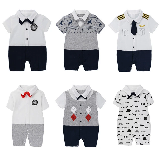 Baby Boys Toddlers Infant Gentleman Romper Jumpsuit Bodysuit Formal Wedding Suit