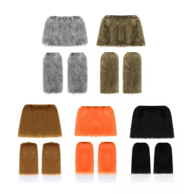 Faux Furs Warm Fuzzy Leg Warmers/Boot Sleeves/Boot Cover with Bodycon Skirt