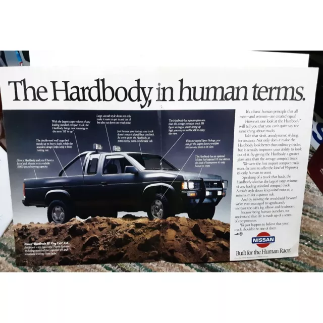 Vintage 1988 Nissan Hardbody Truck 2 Page Ad Original epherma