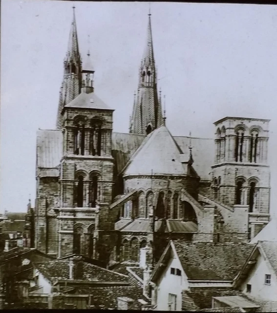 Exterior, Notre Dame, Chalons-sur-Marne, France, Magic Lantern Glass Slide