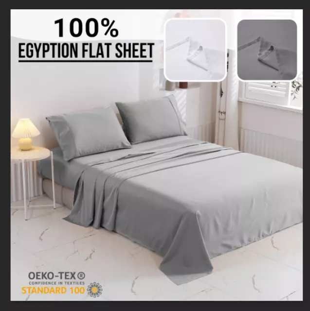 400 TC Egyptian Cotton Flat Sheets Soft Hotel Quality Bed Sheet Double King Size