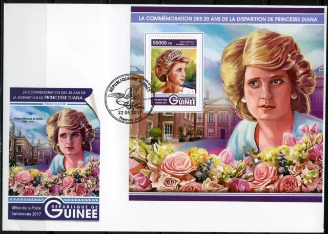 Guinea 2017 20th Gedenken Von Prinzessin Diana Souvenir Blatt FDC