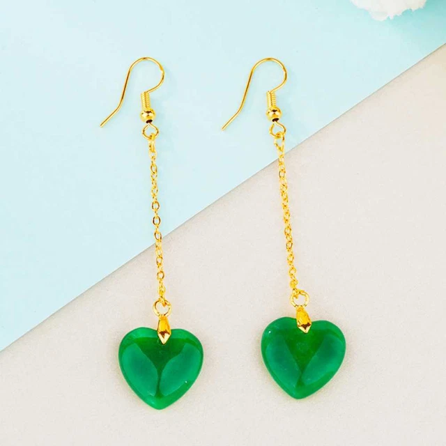 Bohemian style Natural chrysoprase chalcedony Earrings 18K Easter