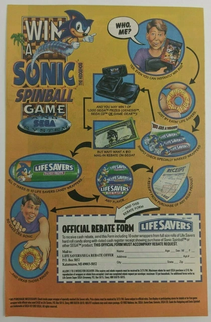 RARE! 1992 SONIC THE HEDGEHOG 2 Sega Game Gear Video Game - 2pg Promo PRINT  AD