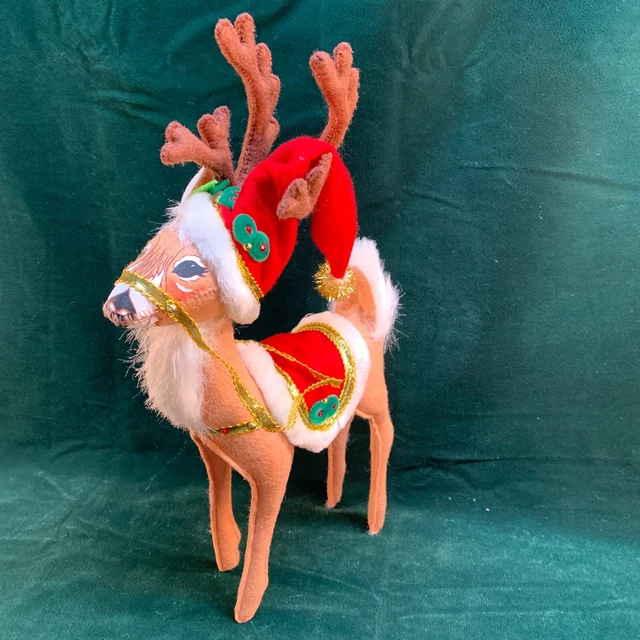 2008 Annalee Reindeer Santa Hat Wreath Christmas Decoration Holiday Decor 15"
