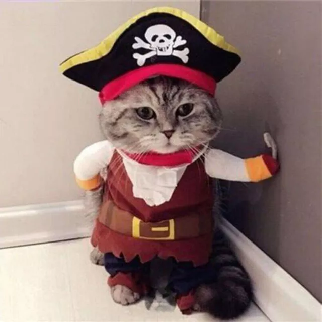 Caribbean Cosplay Set Halloween Pet Dog Cat Pirate Clothes Suite Costume Outfit