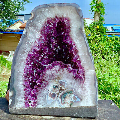 22.6LB Natural top purple water crystal cluster form large earth vein healing