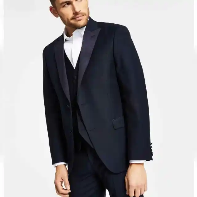 Alfani Tuxedo Jacket Men 38R Blue Slim Fit Suit Blazer Sports Coat Formal