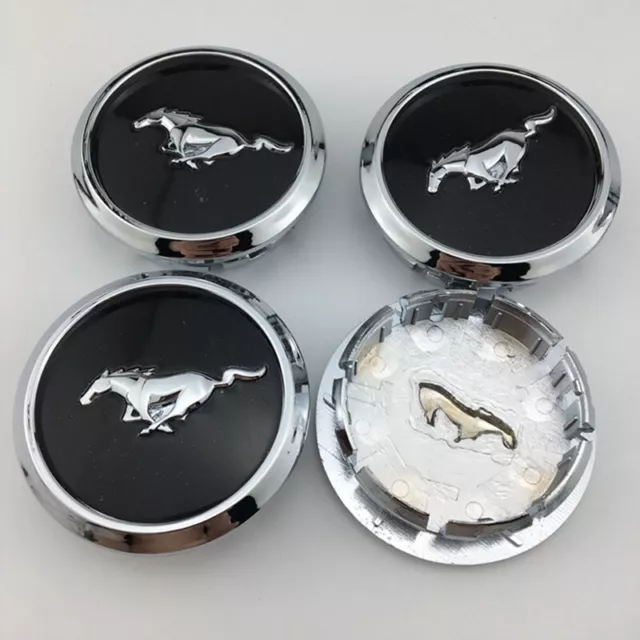 4PCS 68mm Wheel Center Caps Hub Caps Chrome Edge Running Horse for Ford Mustang