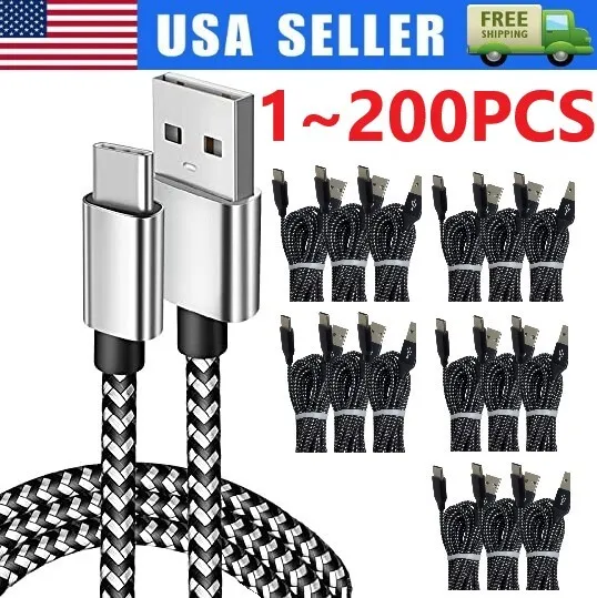 Braided USB C Type-C Fast Charging Data SYNC Charger Cable Cord 3/6/10FT Lot