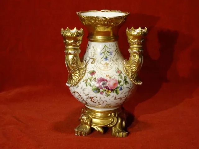 Rare grand vase pique fleurs en porcelaine de Paris XIX ème centre de table