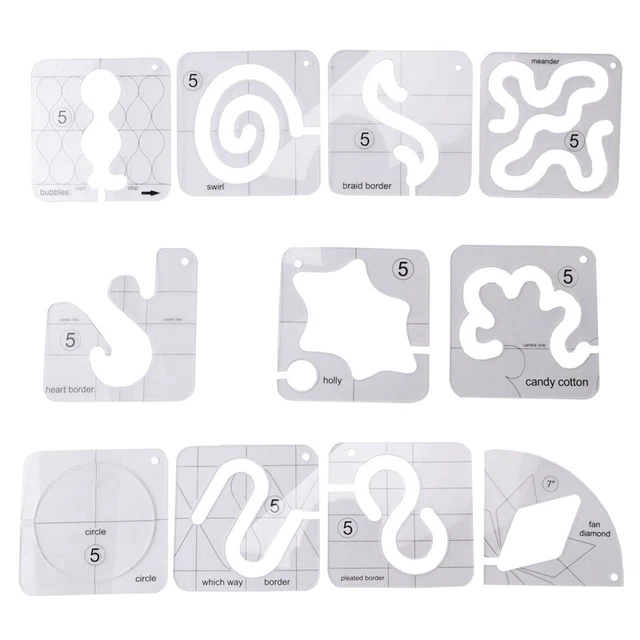11-Teiliges Freihand-Quilt-Vorlagen-Set - NäHlineal und Transparentes Acryl8426