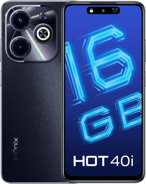 Infinix HOT 40i (Black 256GB 8GB RAM) 6.6" 50MP+AI Lens Dual SIM Global Version.