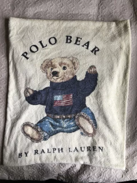 Vintage- Polo Ralph Lauren -Teddy Bear Bath Sheet/ Beach Towel - Size 35 x 70 in