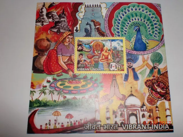 India Stamps - Souvenir  Sheet  "Vibrant India"- 2016 - One Gum Stamp - Rs.25/-
