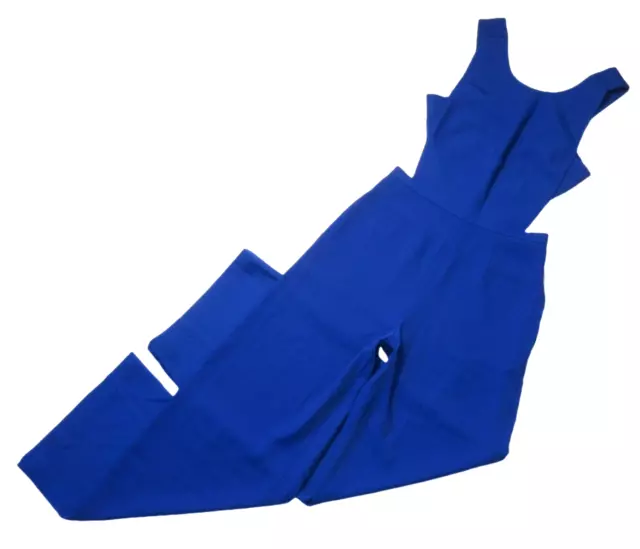 NWT BCBG MaxAzria Rossana in Royal Blue Satin Wide Leg Cutout Jumpsuit 6 x 32