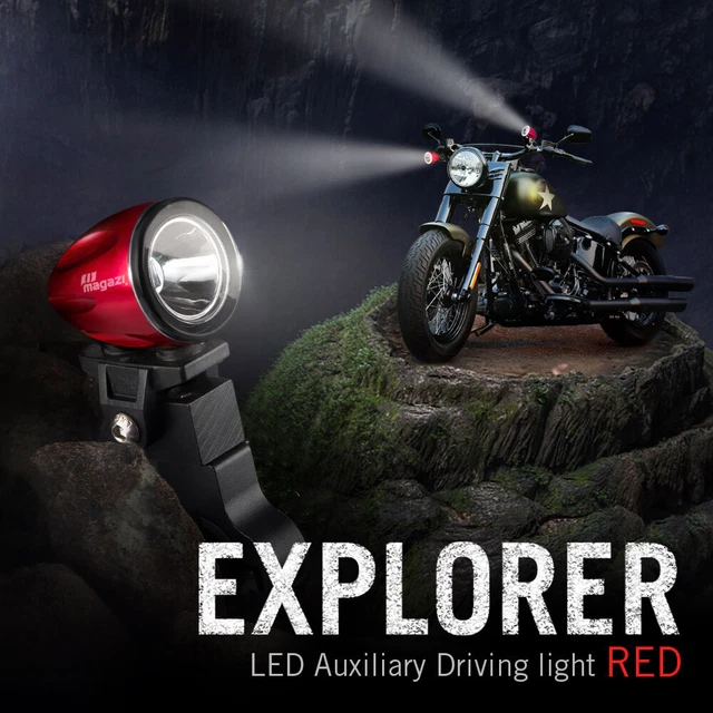 mini LED light spot beam red housing 22- 25mm diameter fork fits cruiser