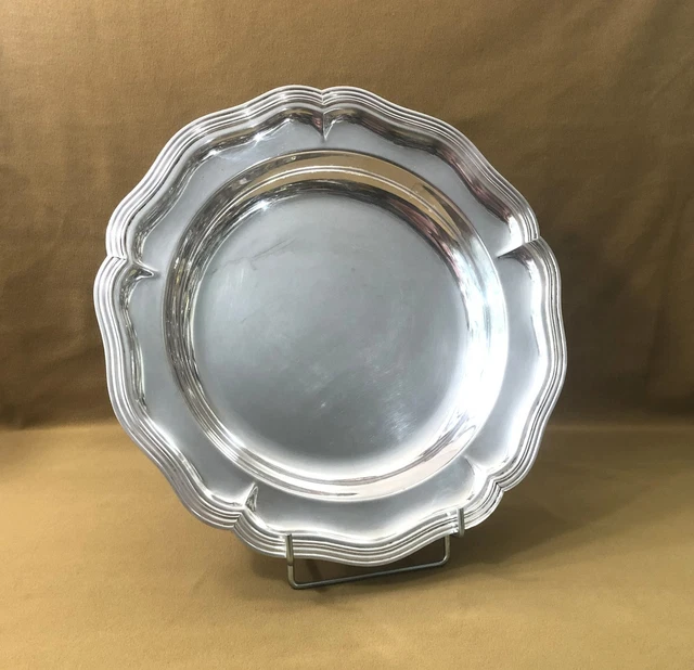 Plat De Service Rond En Métal Argenté – Déco Ou Cuisine, Bon état