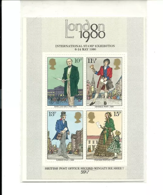 GB 1980 M/S International Stamp Exhibition, Rowland Hill . MNH