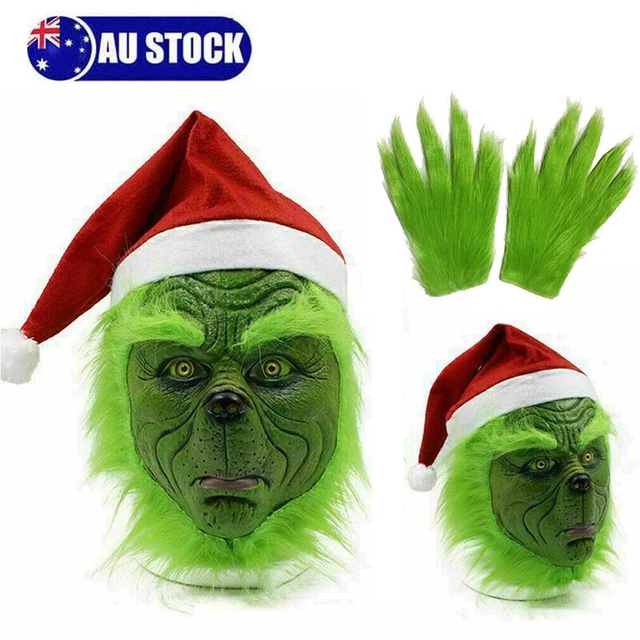 The Grinch Full Head Latex Mask Hat Monster Adult Costume Xmas Christmas COSPLAY