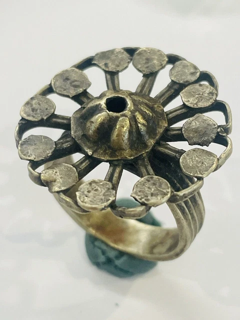 Bague Ancienne Style Brutaliste En Argent - Taille 51 - Occasion