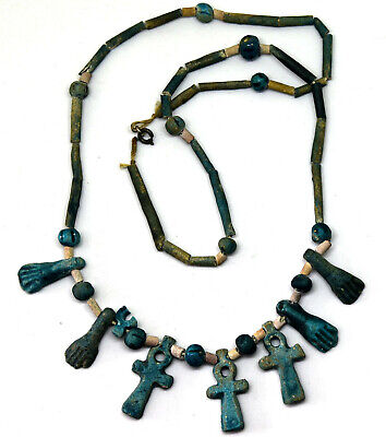 Ancient Egyptian Faience Mummy Beads Necklace