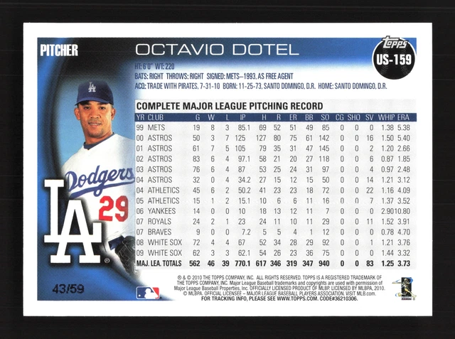 OCTAVIO DOTEL LOS Angeles Dodgers 2010 Topps Update #US-159 Black Ser